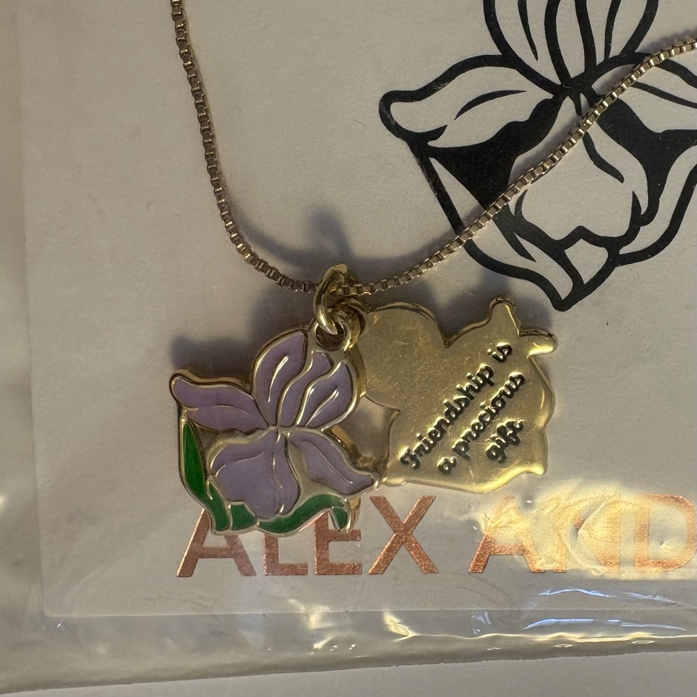 Alex and Ani Friendship Necklace Gold Orchid Pendant Gratitude Swiftie